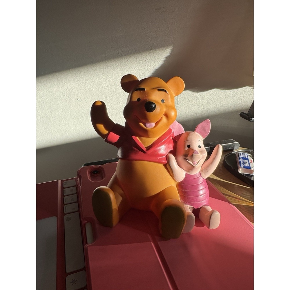 Vintage Walt Disney Winnie The Pooh and Piglet Piggy Bank 6 Inch Plastic Decor